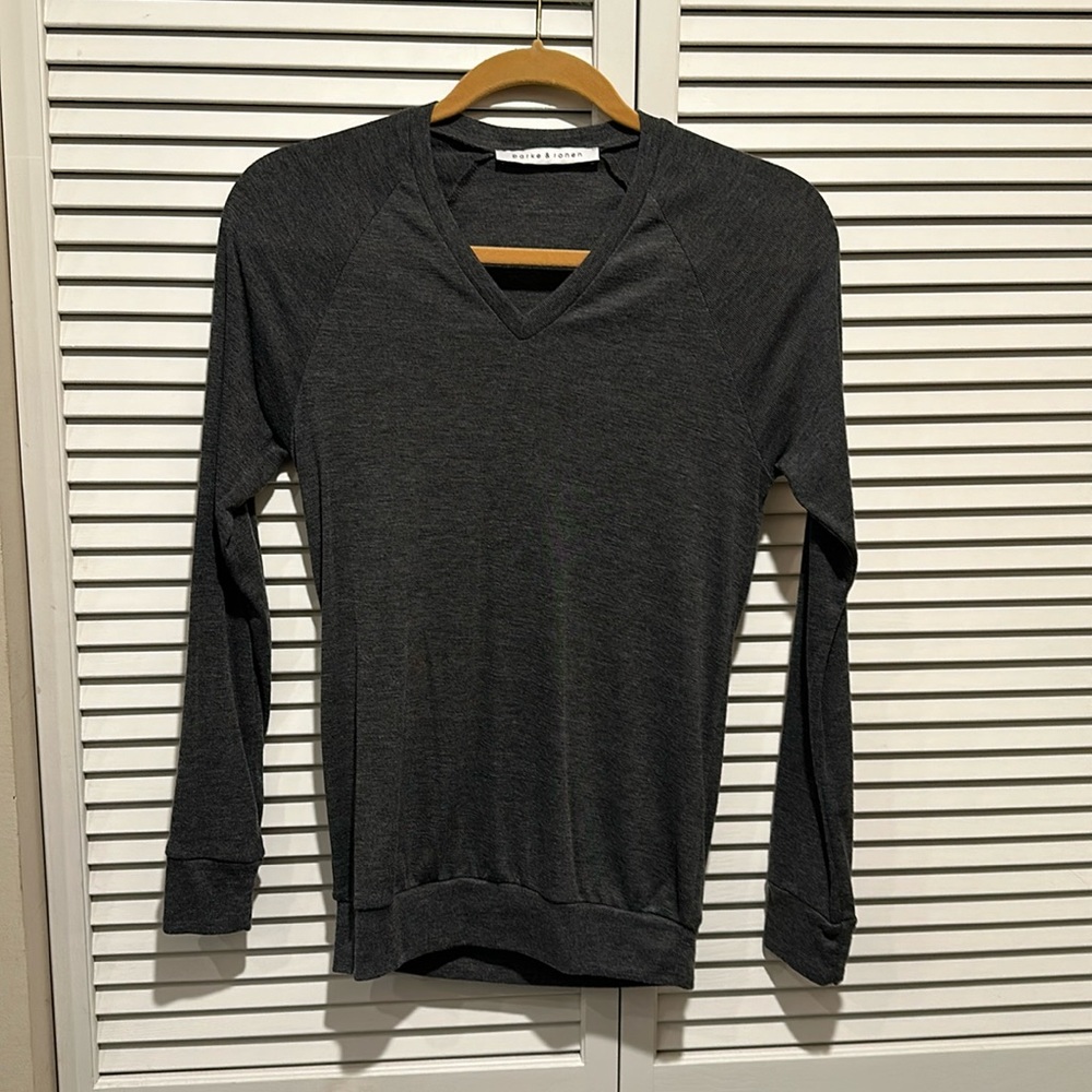 Parke & Ronen dark gray cotton knit sweater. Size small.